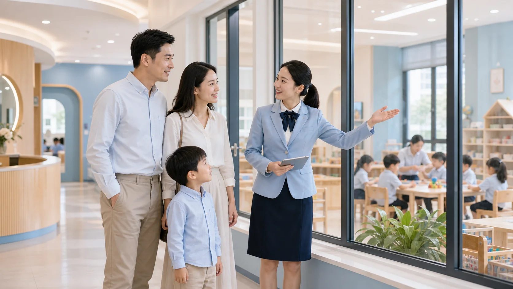 家长参观幼儿园并咨询选园问题
